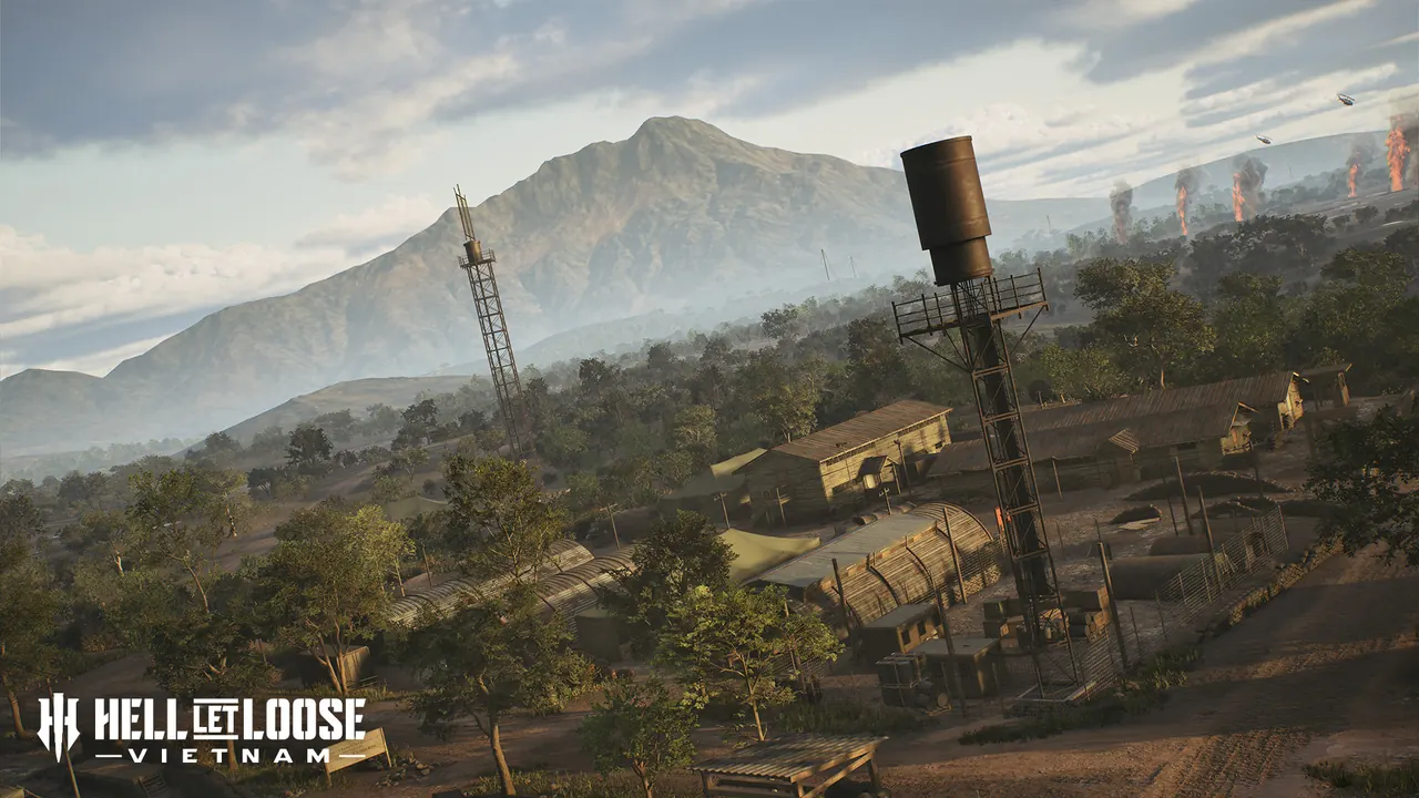 Dak To Airfield base beneath mountain terrain